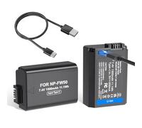 LP NP-FW50 Replacement Batteries, USB-C Charging, 1500mAh (2-Pack) for Sony Alpha A6000, A6400, A6100, A6300, A6500, A5100, A7, A7 II, A7R, A7R II, A7R2, A7S, A7S II, A5000, A3000, NEX-3/5/7 Series