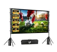 LP Outdoor Projector Screen with Stand, 120 inch Portable Projection Screen 16:9 4K HD Front Rear Projection Screen with Carry Bag, Sandbag - Wrinkle-Free Design for Home Theater Backyard Cinema