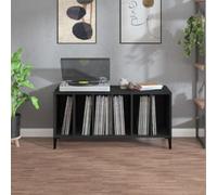 vidaXL Engineered Wood Record Cabinet - Black Vinyl Record Storage for LP's - Multi-Function Side Cabinet & TV Stand with Metal Legs for Living Room or Office