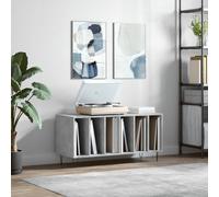 vidaXL Record Cabinet Concrete Grey LP Storage, Engineered Wood & Iron, Industrial for Living Room