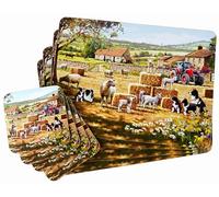 LP Set Of 4 Farm Collie Dog & Sheep Design Dinner Place Mats And Coasters