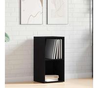 LP Storage Box Black Oak Look Wood Material 71 x 34 x 36 cm, Robust Lowboard with Storage Space, Versatile as Phono Cabinet, Media Library, Living Room Furniture, Space-Saving and Modern