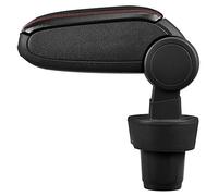 LP Trade Central Armrest for Citigo | Storage Console Accessory and Arm Rest with Organiser Compartment | Car Interior Spare Part | Black Faux Leather - Red Stitching