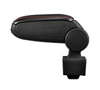 LP Trade Central Armrest for Leon 1 1M | Storage Console Accessory and Armrest with Organiser Compartment | Car Interior Spare Part | Black Faux Leather - Red Stitching