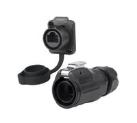 LP20 IP68 Waterproof RJ45 CAT6 Panel Mount Connector | IP68 CAT6 RJ45 panel mount connector, 1/4 bayonet, 500+ cycles, UL94-V0(Set b)