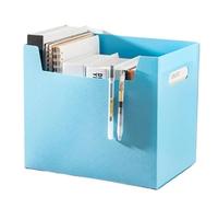 LPACXBYD Foldable Office Desk File Storage Box Books Documents School Organizer Box Folder Stationery Case Hard Case Archives Records For storage of documents(Blue)