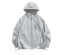 LPACXBYD Sun Protection Jacket Hooded Sun Protection Clothing for Men - Ultra-Thin Outdoor Summer Jacket(Grey,3XL)