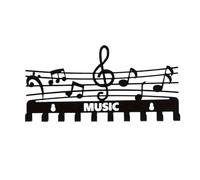 LPACXBYD Wall Mounted Key Holder 1Black Iron Music Note Key Hanger，Multifunctional Wall Mounted Storage Organizer，Paint Surface