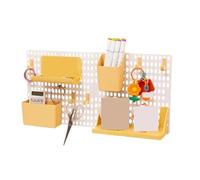 LPACXBYD Wall Organiser Pegboard DIY Pegboard Accessories Hanging Racks Storage Hooks Wall Organizer No Holes Required Crafts Organizing Garage Kitchen Room(White Green)