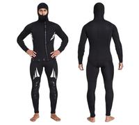 LPACXBYD Wetsuit 5MM Rubber Diving Suit Warm Winter Swimming Long-sleeved One-piece Two-piece Set Thickened(1488 black,XXL)
