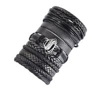 LPACXBYD Woven Rope Bracelet 10 Pcs/set Black Wrap Woven Handmade Men Bracelets Male Women Leather Bangle