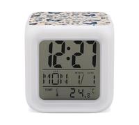 LPAGBCNU 7 Color Change LED Digital Alarm Clock with Snooze Calendar Temperature Display Butterflies And Moths Wake Up Clock Battery Operated Bedside Lamp Night Light for Bedroom Decor