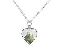 LPAGBCNU Ancient Castle Pet Ashes Necklace with Filling Kits 70CM Cable Chain Memorial Cremation Urn Necklace Jewelry Souvenir Keepsake for Human Ashes Dogs Cats Sympathy Gift for Women Men