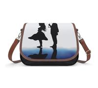 LPAGBCNU Anime Lovers Silhouette Crossbody Bags for Women Removable Straps And Zipper Closure Leather Shoulder Bags Womens Handbags Clutch Purse