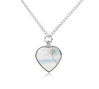 LPAGBCNU Beach Coconut Trees Pet Ashes Necklace with Filling Kits 70CM Cable Chain Memorial Cremation Urn Necklace Jewelry Souvenir Keepsake for Human Ashes Dogs Cats Sympathy Gift for Women Men