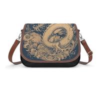 LPAGBCNU Blue Oriental Dragon Crossbody Bags for Women Removable Straps And Zipper Closure Leather Shoulder Bags Womens Handbags Clutch Purse