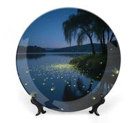 LPAGBCNU Bone China Decorative Plates Firefly Lake Ceramic Decorative Plate Wall Decor with Display Stand Ceramic Ornaments for Wall Hanging Decoration