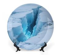 LPAGBCNU Bone China Decorative Plates Glaciers Cracks Ice Caves Ceramic Decorative Plate Wall Decor with Display Stand Ceramic Ornaments for Wall Hanging Decoration