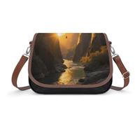 LPAGBCNU Canyon Sunset Afterglow Crossbody Bags for Women Removable Straps And Zipper Closure Leather Shoulder Bags Womens Handbags Clutch Purse