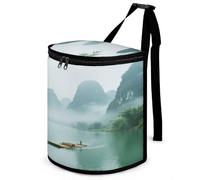 LPAGBCNU Car Bins for Back of Cars The Misty Rain of The Li River in Guilin Bin for Cars Car Bins for Front of Car Hanging Collapsible Garbage Bags Suitable for Various Vehicle Interiors