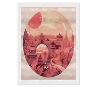 LPAGBCNU Chinese Architectural Patterns 5D Diamond Painting Kits for Adults Beginners Large Round Diamond Art Painting DIY Full Drill Diamond Dots Wall Paintings Gem Art for Gift Home Wall Decor