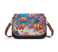 LPAGBCNU Clownfish in The Coral Reefs Crossbody Bags for Women Removable Straps And Zipper Closure Leather Shoulder Bags Womens Handbags Clutch Purse