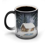 LPAGBCNU Coffee Mug 11 Oz A Cabin in The Forest Color Changing Mugs, Heat Changing Coffee Mugs with Handle, Heat Sensitive Magic Mug for Women Men Funny Ceramic Cup for Tea Latte Milk Cocoa