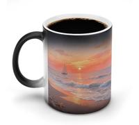LPAGBCNU Coffee Mug 11 Oz A Sunset at The Seaside Color Changing Mugs, Heat Changing Coffee Mugs with Handle, Heat Sensitive Magic Mug for Women Men Funny Ceramic Cup for Tea Latte Milk Cocoa