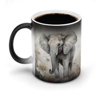 LPAGBCNU Coffee Mug 11 Oz Animals Cute Elephant Color Changing Mugs, Heat Changing Coffee Mugs with Handle, Heat Sensitive Magic Mug for Women Men Funny Ceramic Cup for Tea Latte Milk Cocoa