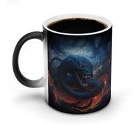 LPAGBCNU Coffee Mug 11 Oz Black Snake in Flames Color Changing Mugs, Heat Changing Coffee Mugs with Handle, Heat Sensitive Magic Mug for Women Men Funny Ceramic Cup for Tea Latte Milk Cocoa