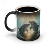 LPAGBCNU Coffee Mug 11 Oz Dolphin Under The Sea Color Changing Mugs, Heat Changing Coffee Mugs with Handle, Heat Sensitive Magic Mug for Women Men Funny Ceramic Cup for Tea Latte Milk Cocoa