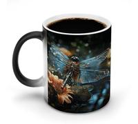 LPAGBCNU Coffee Mug 11 Oz Dragonfly Flying on The Pond Color Changing Mugs, Heat Changing Coffee Mugs with Handle, Heat Sensitive Magic Mug for Women Men Funny Ceramic Cup for Tea Latte Milk Cocoa