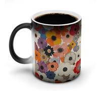 LPAGBCNU Coffee Mug 11 Oz Oval Flower Pattern Color Changing Mugs, Heat Changing Coffee Mugs with Handle, Heat Sensitive Magic Mug for Women Men Funny Ceramic Cup for Tea Latte Milk Cocoa