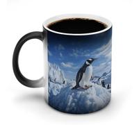 LPAGBCNU Coffee Mug 11 Oz Snow Mountain Penguin Color Changing Mugs, Heat Changing Coffee Mugs with Handle, Heat Sensitive Magic Mug for Women Men Funny Ceramic Cup for Tea Latte Milk Cocoa