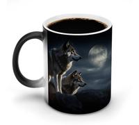 LPAGBCNU Coffee Mug 11 Oz Wolves in The Moonlight Color Changing Mugs, Heat Changing Coffee Mugs with Handle, Heat Sensitive Magic Mug for Women Men Funny Ceramic Cup for Tea Latte Milk Cocoa