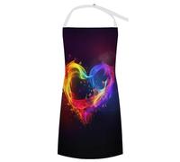 LPAGBCNU Cooking Apron Rainbow Heart Printed BBQ Kitchen Chef Apron for Painting Home Or Outdoor BBQ Baking Cooking Restaurant Kitchen Garden