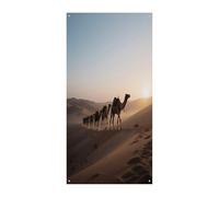 LPAGBCNU Curtain Camel Caravan in The Desert at Dawn Door Window Curtains Suitable for Office Bedroom Window Outdoor Decoration Banner Door Curtains