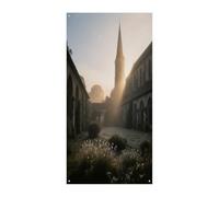 LPAGBCNU Curtain Morning Light Monastery Door Window Curtains Suitable for Office Bedroom Window Outdoor Decoration Banner Door Curtains