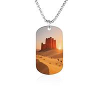 LPAGBCNU Custom Ancient Castles Dog Tag Necklace 23.6" Chain Personalized Photo Pendant for Men Women Stainless Steel Memorial Picture Couple Necklace Jewelry Keepsake Bereavement Sympathy Gifts