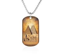 LPAGBCNU Custom Ancient Egypt Dog Tag Necklace 23.6" Chain Personalized Photo Pendant for Men Women Stainless Steel Memorial Picture Couple Necklace Jewelry Keepsake Bereavement Sympathy Gifts