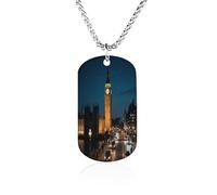 LPAGBCNU Custom Big Ben Dog Tag Necklace 23.6" Chain Personalized Photo Pendant for Men Women Stainless Steel Memorial Picture Couple Necklace Jewelry Keepsake Bereavement Sympathy Gifts