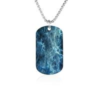 LPAGBCNU Custom Blue Neuron Picture Dog Tag Necklace 23.6" Chain Personalized Photo Pendant for Men Women Stainless Steel Memorial Picture Couple Necklace Jewelry Keepsake Bereavement Sympathy Gifts