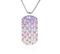 LPAGBCNU Custom Butterfly Wing Maze Dog Tag Necklace 23.6" Chain Personalized Photo Pendant for Men Women Stainless Steel Memorial Picture Couple Necklace Jewelry Keepsake Bereavement Sympathy Gifts