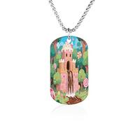 LPAGBCNU Custom Candy Falls Castle Dog Tag Necklace 23.6" Chain Personalized Photo Pendant for Men Women Stainless Steel Memorial Picture Couple Necklace Jewelry Keepsake Bereavement Sympathy Gifts