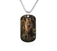 LPAGBCNU Custom Cat Sitting in Bush Dog Tag Necklace 23.6" Chain Personalized Photo Pendant for Men Women Stainless Steel Memorial Picture Couple Necklace Jewelry Keepsake Bereavement Sympathy Gifts