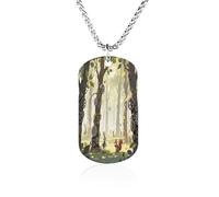 LPAGBCNU Custom Clockwork Forest Dog Tag Necklace 23.6" Chain Personalized Photo Pendant for Men Women Stainless Steel Memorial Picture Couple Necklace Jewelry Keepsake Bereavement Sympathy Gifts