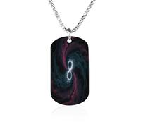 LPAGBCNU Custom Dark Matter Tides Dog Tag Necklace 23.6" Chain Personalized Photo Pendant for Men Women Stainless Steel Memorial Picture Couple Necklace Jewelry Keepsake Bereavement Sympathy Gifts