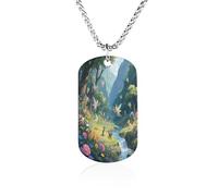 LPAGBCNU Custom Elf Valley Dog Tag Necklace 23.6" Chain Personalized Photo Pendant for Men Women Stainless Steel Memorial Picture Couple Necklace Jewelry Keepsake Bereavement Sympathy Gifts