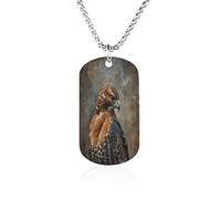 LPAGBCNU Custom Fur And Feathers Dog Tag Necklace 23.6" Chain Personalized Photo Pendant for Men Women Stainless Steel Memorial Picture Couple Necklace Jewelry Keepsake Bereavement Sympathy Gifts
