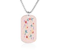 LPAGBCNU Custom Hummingbird Bush Dog Tag Necklace 23.6" Chain Personalized Photo Pendant for Men Women Stainless Steel Memorial Picture Couple Necklace Jewelry Keepsake Bereavement Sympathy Gifts